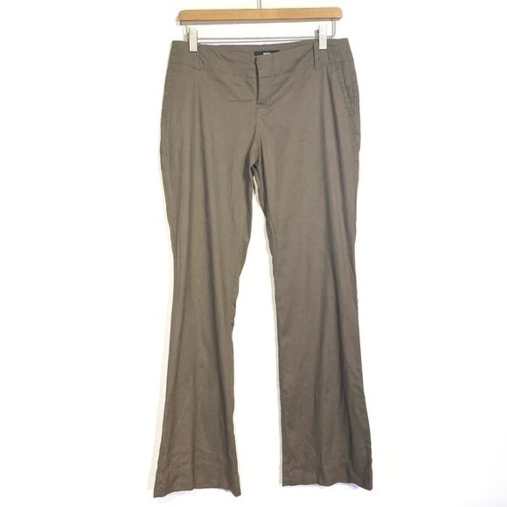 Linen Pants Flare Leg Tan Brown size 4 Linen / Rayon Pants Pockets Mossimo Y2k